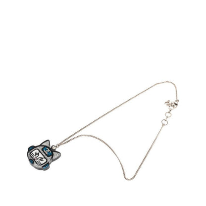 Chanel CC Logo Cat Robot Choupette Chain Pendant 17 Silver Blue — view 2