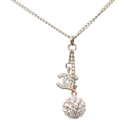 Chanel CC Logo Chain Pendant 12 Silver Metal Rhinestone