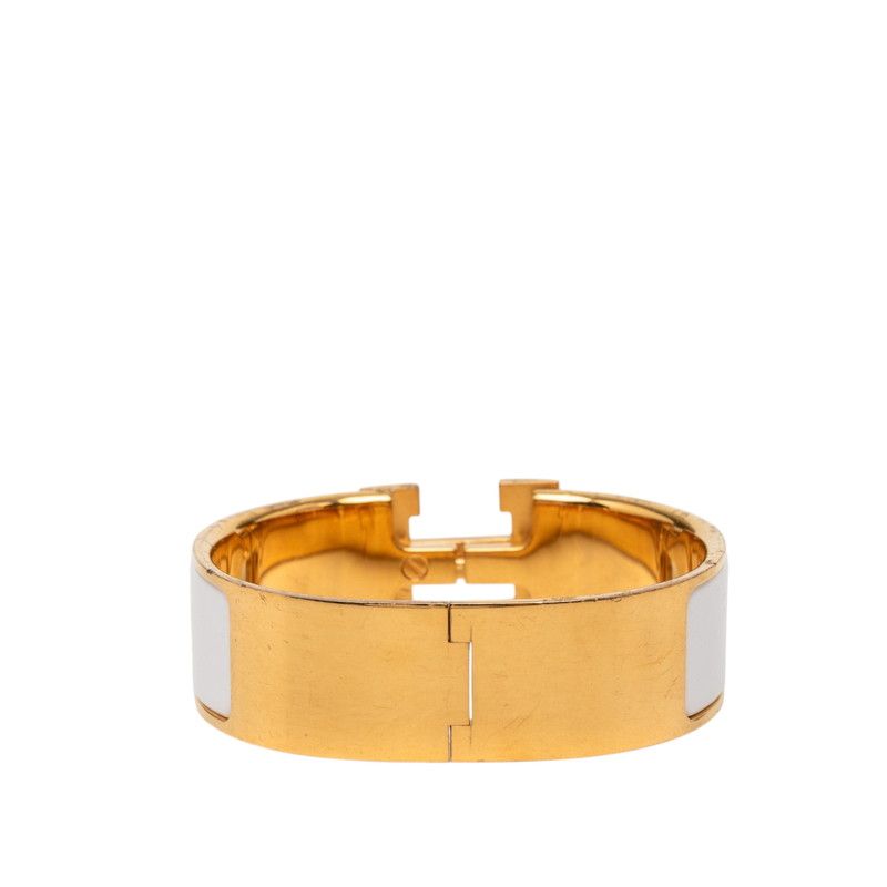 Hermes Clic Clac GM Enamel Bracelet Silver White Metal — view 3