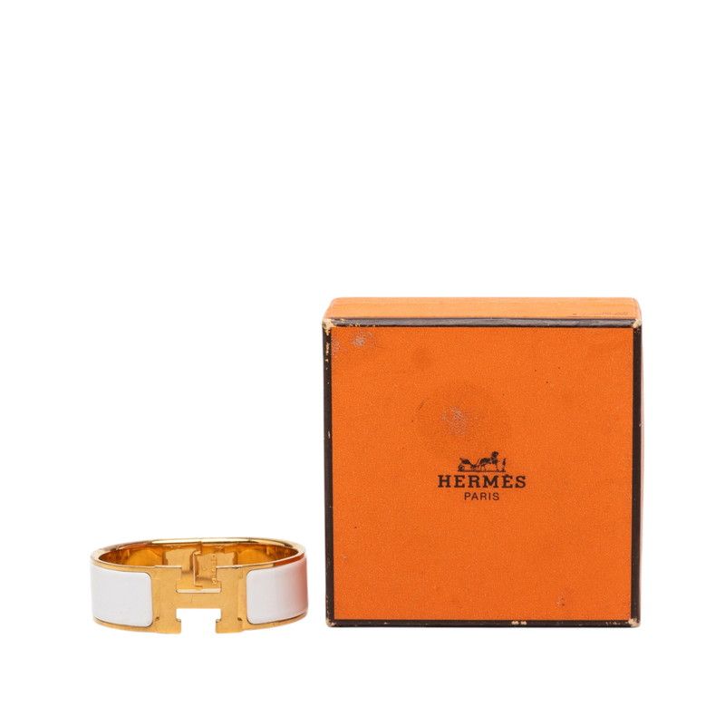 Hermes Clic Clac GM Enamel Bracelet Silver White Metal — view 6