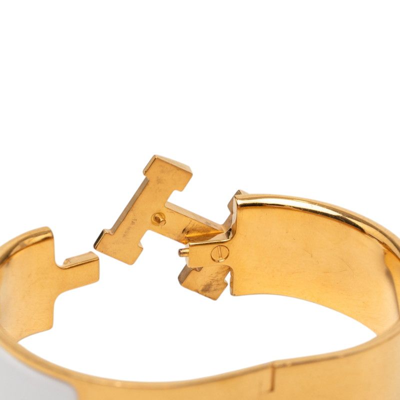 Hermes Clic Clac GM Enamel Bracelet Silver White Metal — view 4