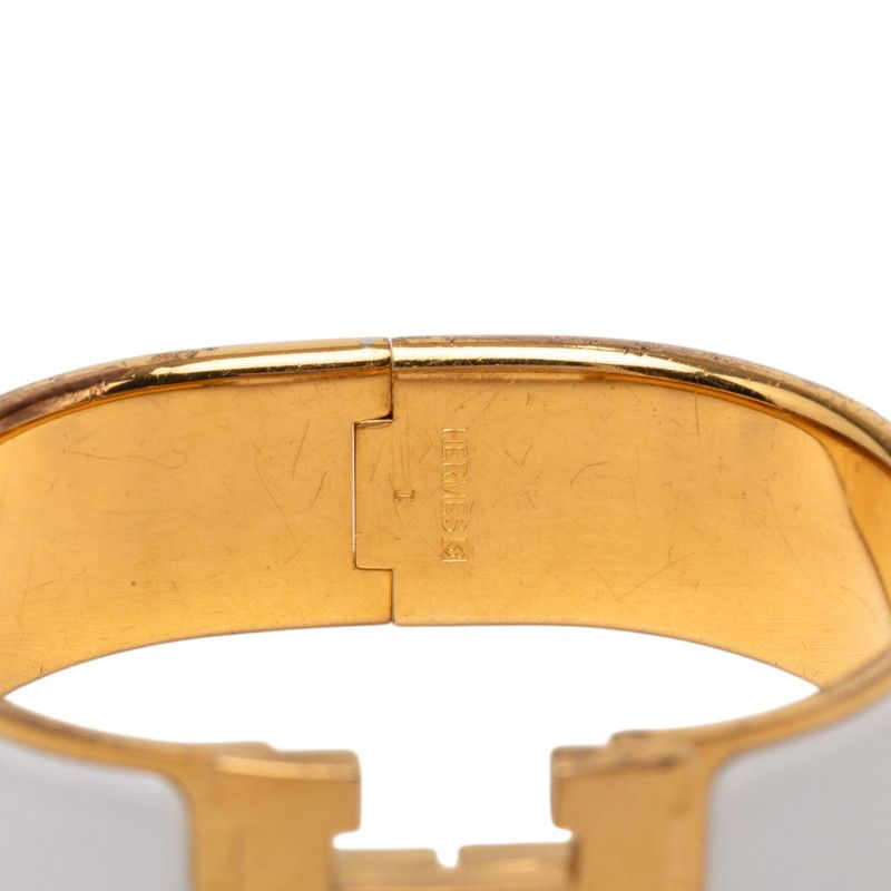 Hermes Clic Clac GM Enamel Bracelet Silver White Metal — view 5