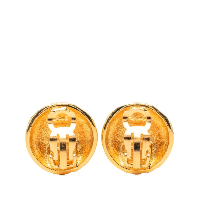 Chanel CC Logo Vintage Round Earrings 96 Gold Plated — view 2