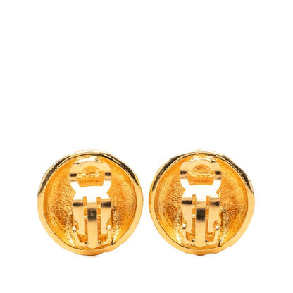 Chanel CC Logo Vintage Round Earrings 96 Gold Plated — view 2