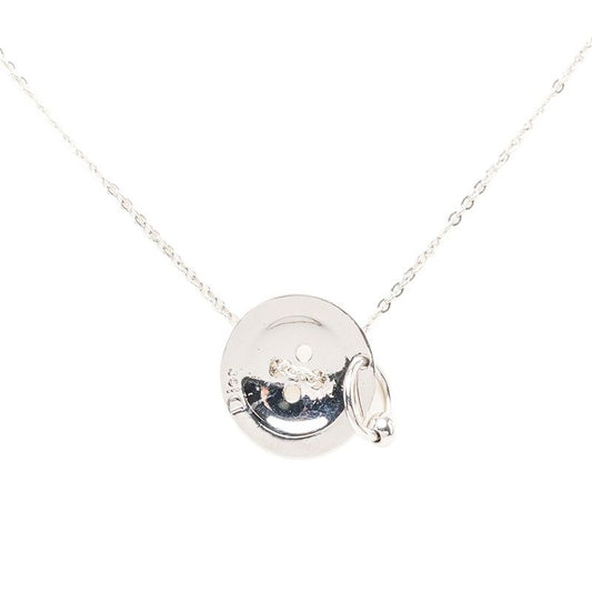 Dior Button Motif Chain Pendant Silver Metal
