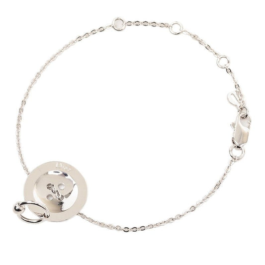 Dior Button Motif Chain Bracelet Silver Metal