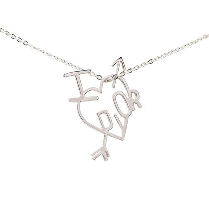 Dior I Love Heart Arrow Chain Pendant Silver Metal