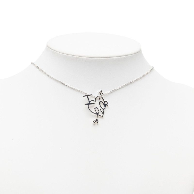 Dior I Love Heart Arrow Chain Pendant Silver Metal — view 6