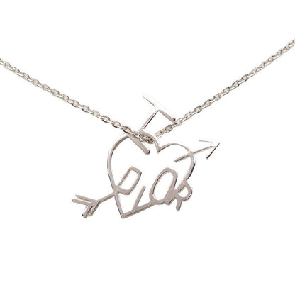 Dior I Love Heart Arrow Chain Pendant Silver Metal