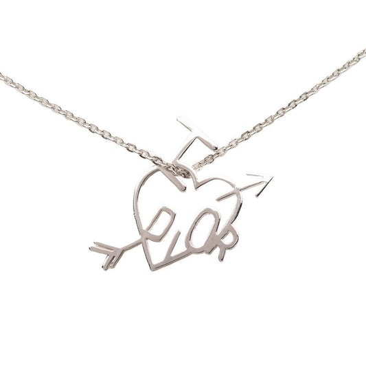 Dior I Love Heart Arrow Chain Pendant Silver Metal
