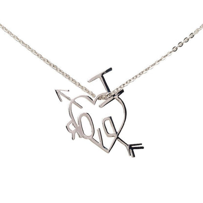 Dior I Love Heart Arrow Chain Pendant Silver Metal — view 3