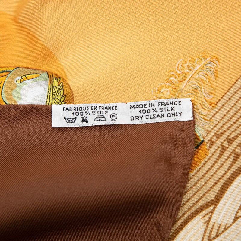 Hermes Carre 90 Couvee D'hermes Egg Scarf Large Brown Beige Silk — view 9
