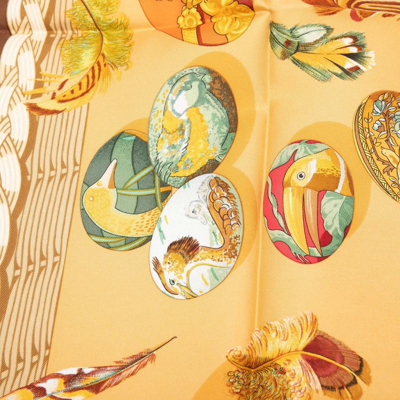 Hermes Carre 90 Couvee D'hermes Egg Scarf Large Brown Beige Silk — view 5
