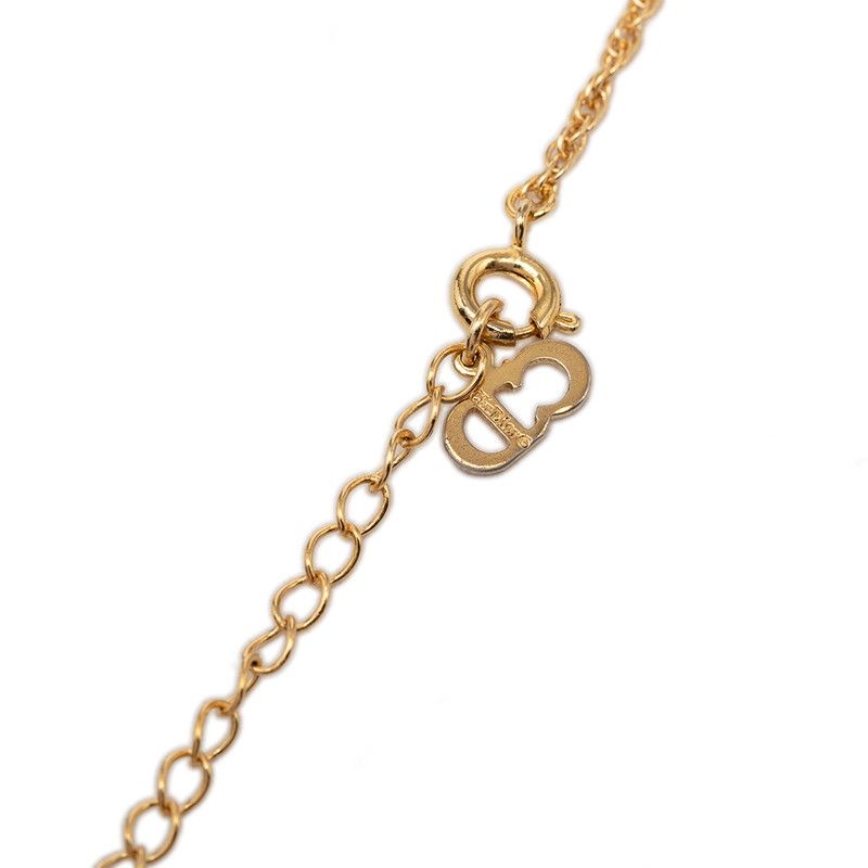 Dior CD Logo Chain Pendant Gold Plated Rhinestone — view 4