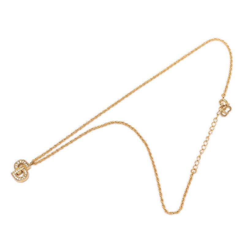 Dior CD Logo Chain Pendant Gold Plated Rhinestone — view 2