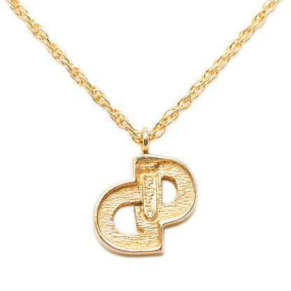 Dior CD Logo Chain Pendant Gold Plated Rhinestone — view 3