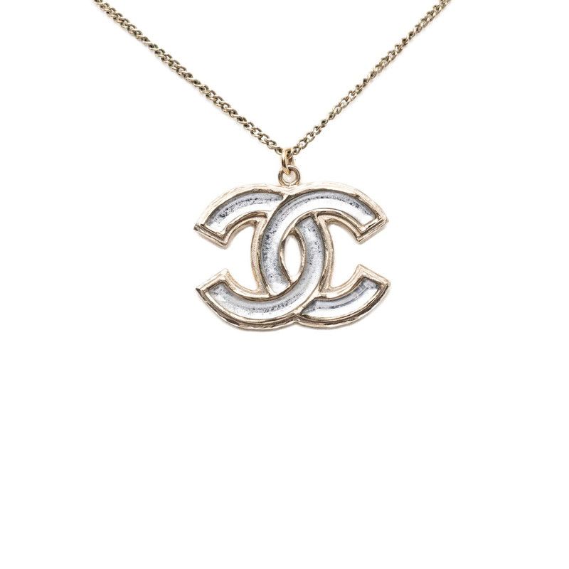 Chanel CC Logo Necklace Gold Silver Plated