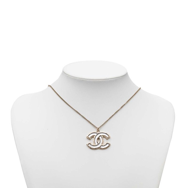 Chanel CC Logo Necklace Gold Silver Plated — view 5