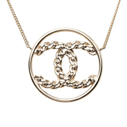 Chanel CC Logo Round Necklace Gold Plated Rhinestone — view 2