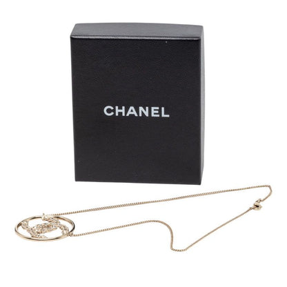Chanel CC Logo Round Necklace Gold Plated Rhinestone — view 6