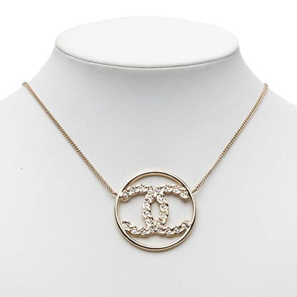 Chanel CC Logo Round Necklace Gold Plated Rhinestone — view 5