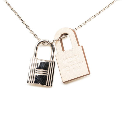 Hermes O'Kelly PM Chain Pendant Silver Ivory Metal Leather