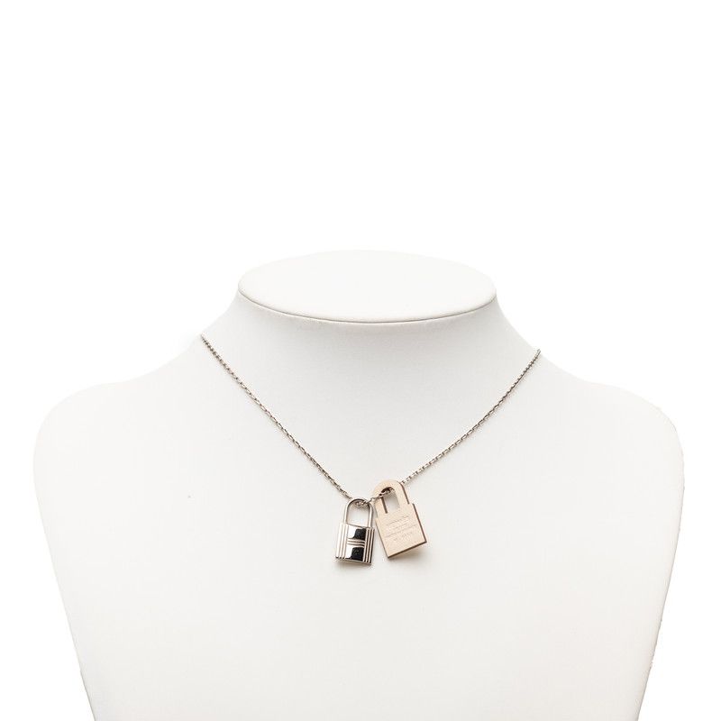 Hermes O'Kelly PM Chain Pendant Silver Ivory Metal Leather — view 4
