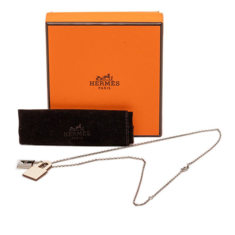 Hermes O'Kelly PM Chain Pendant Silver Ivory Metal Leather — view 5