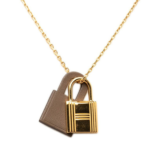 Hermes O'Kelly PM Pendant Gold Etoupe Gray Plated Swift