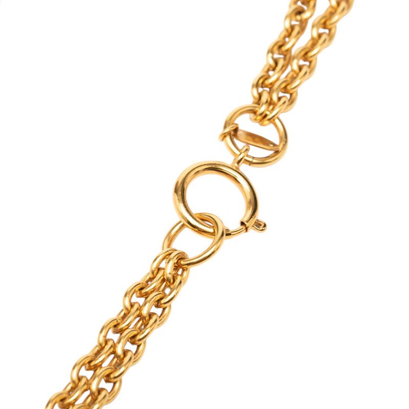 Chanel Chain Long Necklace Double Strand Gold Plated Faux Pearl — view 5