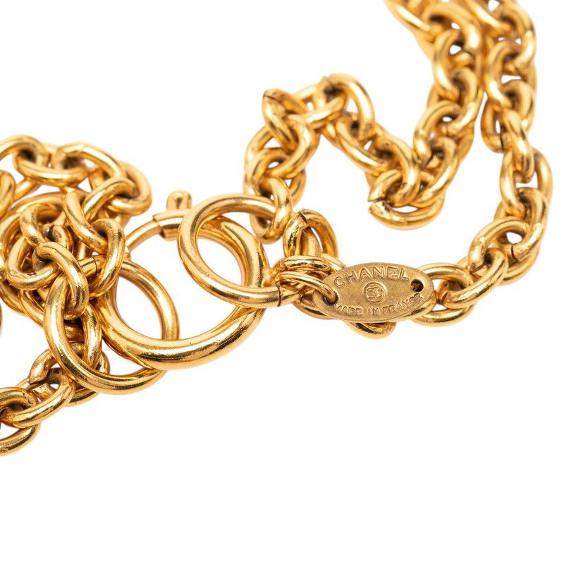 Chanel Chain Long Necklace Double Strand Gold Plated Faux Pearl — view 4