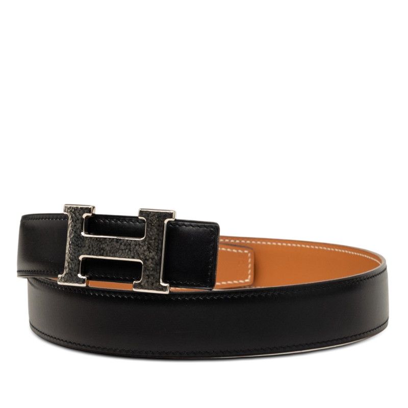Hermes Constance Logo Buckle Belt Black Brown Leather — view 2