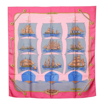 Hermes Carre 90 Grand Large Scarf Large Pink Multicolor Silk