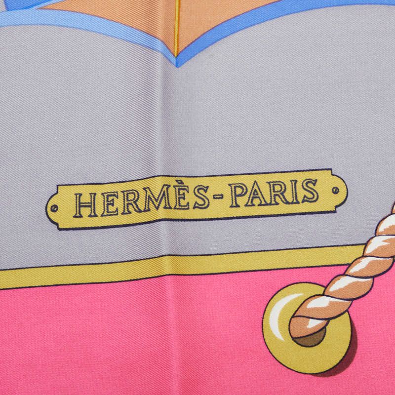 Hermes Carre 90 Grand Large Scarf Large Pink Multicolor Silk — view 7