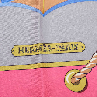 Hermes Carre 90 Grand Large Scarf Large Pink Multicolor Silk — view 7