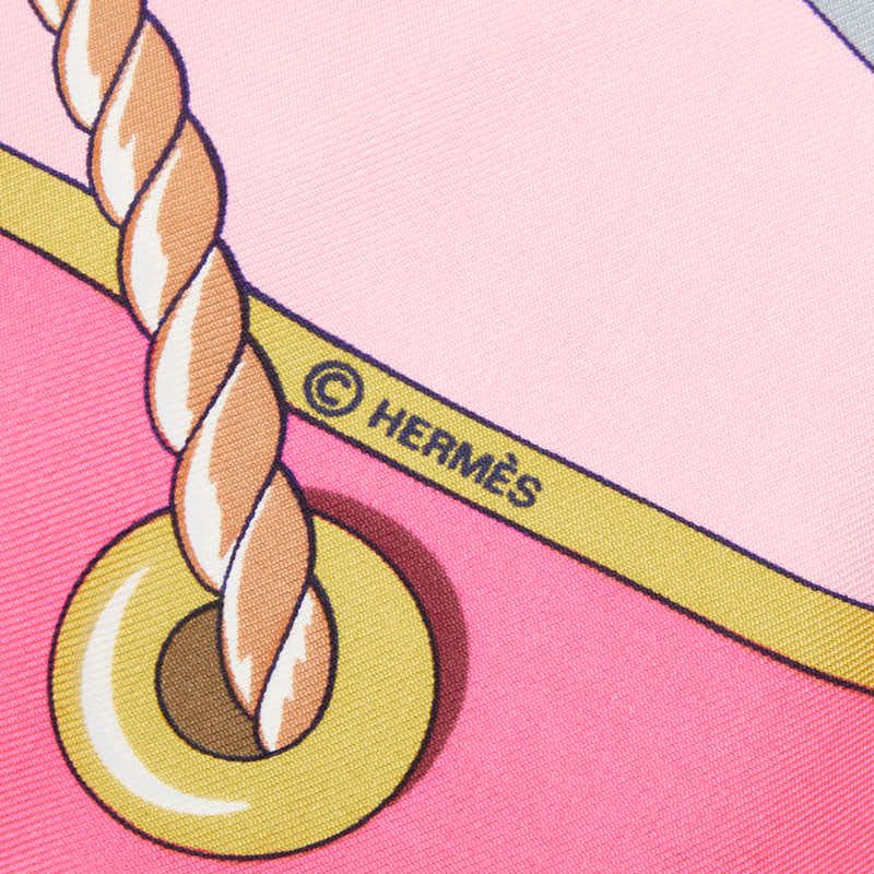 Hermes Carre 90 Grand Large Scarf Large Pink Multicolor Silk — view 6