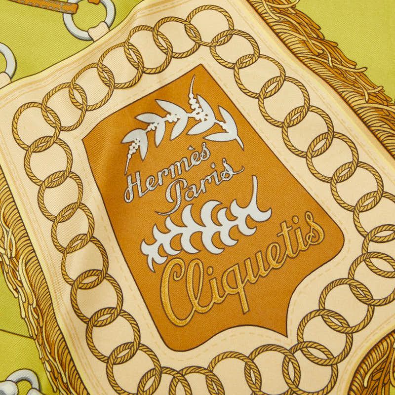 Hermes Carre 90 Cliquetis Scarf Large Green Silk — view 3