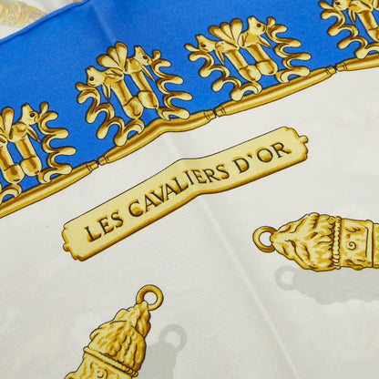 Hermes Carre 90 les Cavaliers D'or Yellow Gold Knight Scarf Large Blue Multicolo — view 2