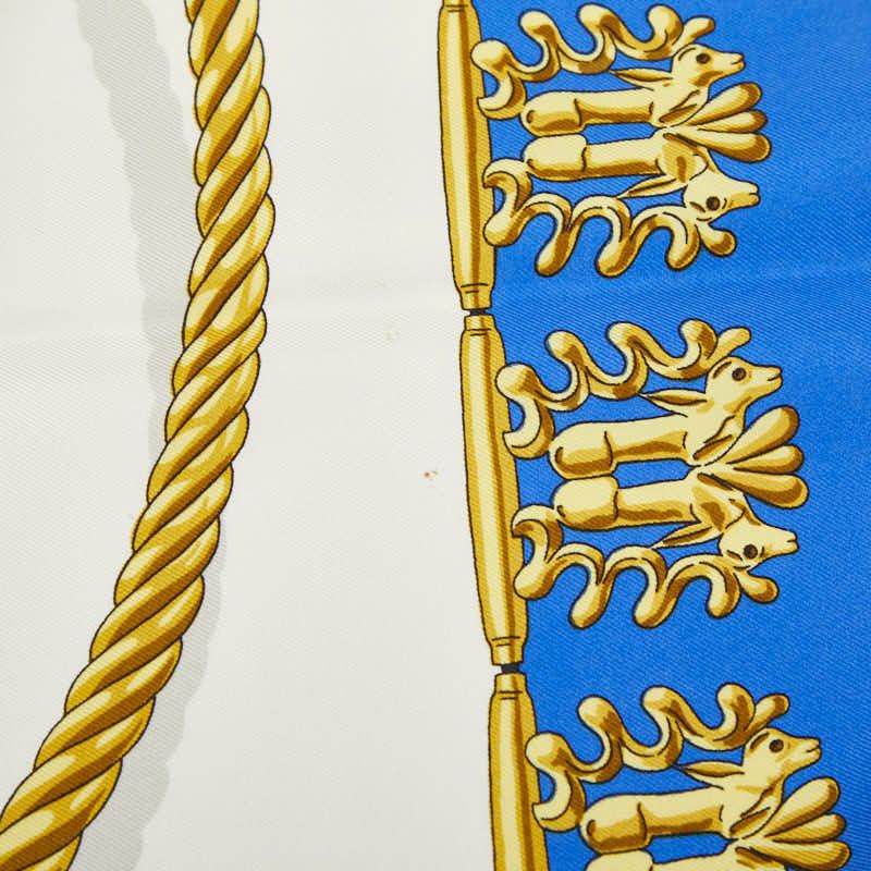 Hermes Carre 90 les Cavaliers D'or Yellow Gold Knight Scarf Large Blue Multicolo — view 3