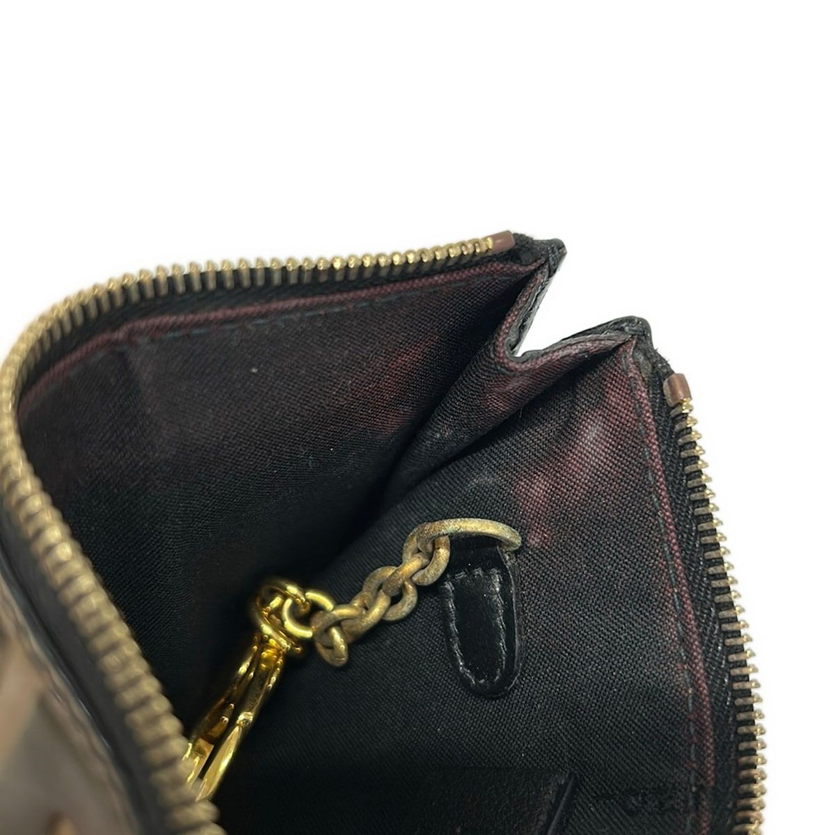 Fendi Coin Case Zucca Pattern Dark Brown Black Fragment with Ring Embossed — view 5