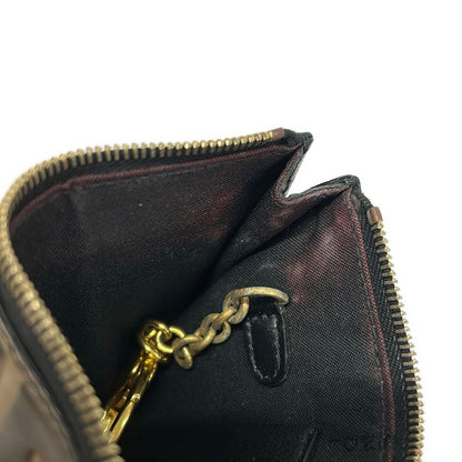Fendi Coin Case Zucca Pattern Dark Brown Black Fragment with Ring Embossed — view 5