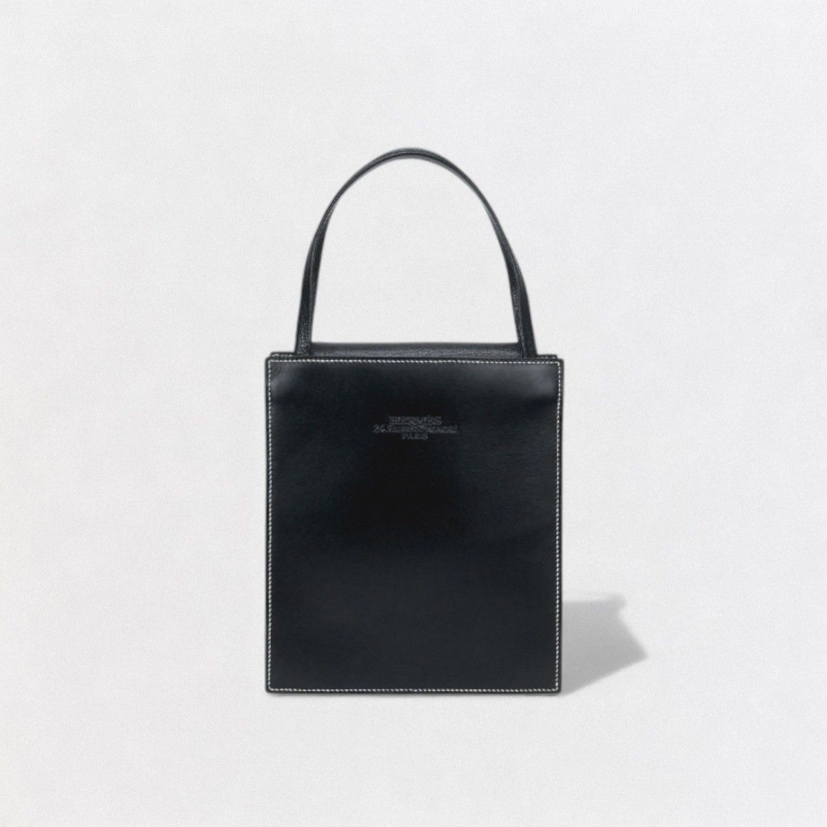 Hermes Lucie PM Tote Box Calf Chevre Noir Black Handbag Misor