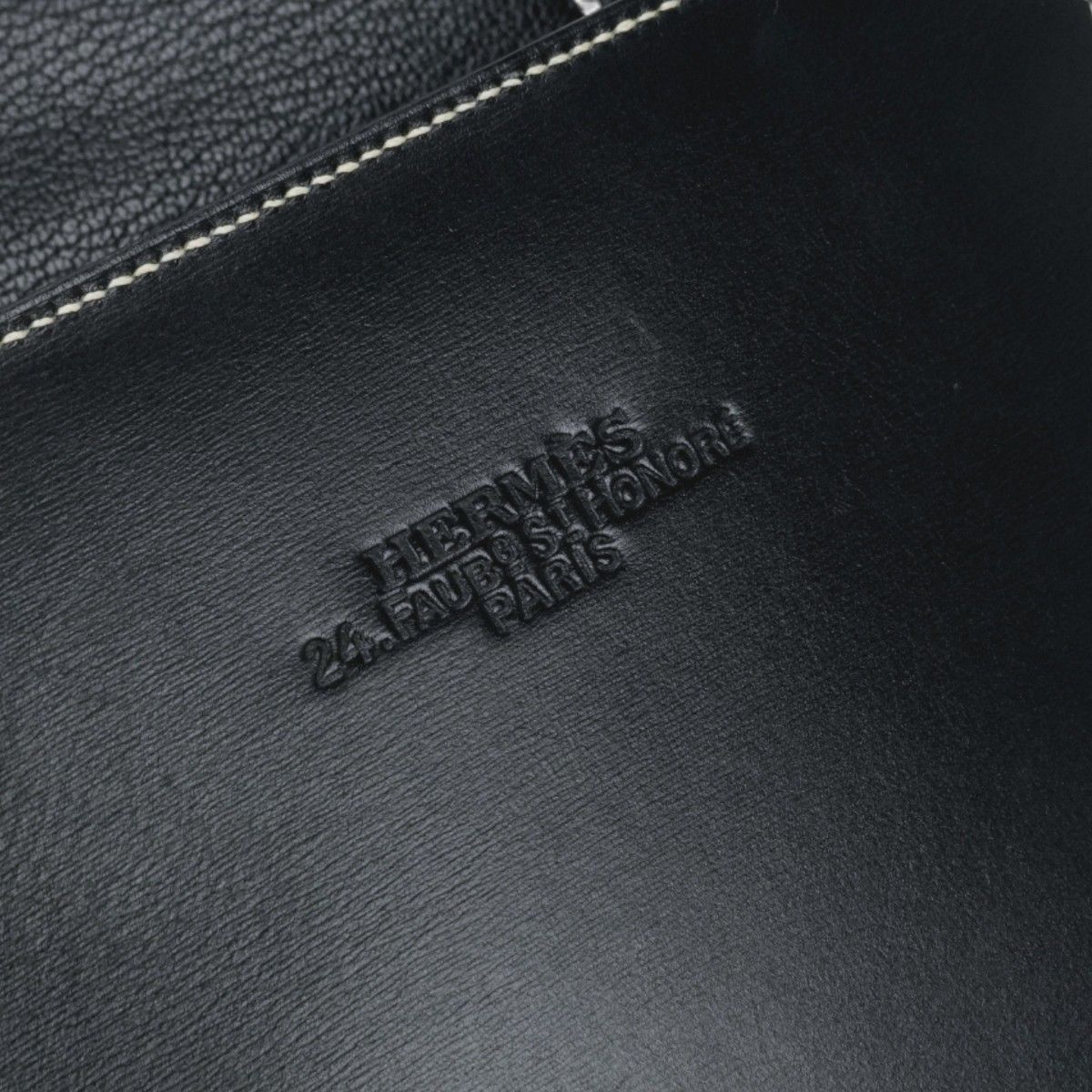 Hermes Lucie PM Tote Box Calf Chevre Noir Black Handbag Misor — view 7