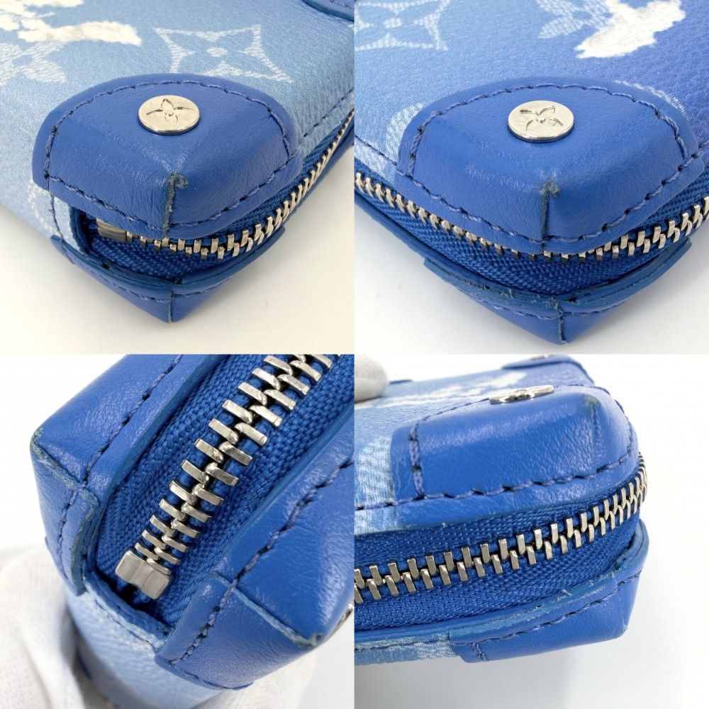 Louis Vuitton Coin Case Monogram Clouds Soft Trunk Necklace Wallet Purse Blue — view 7