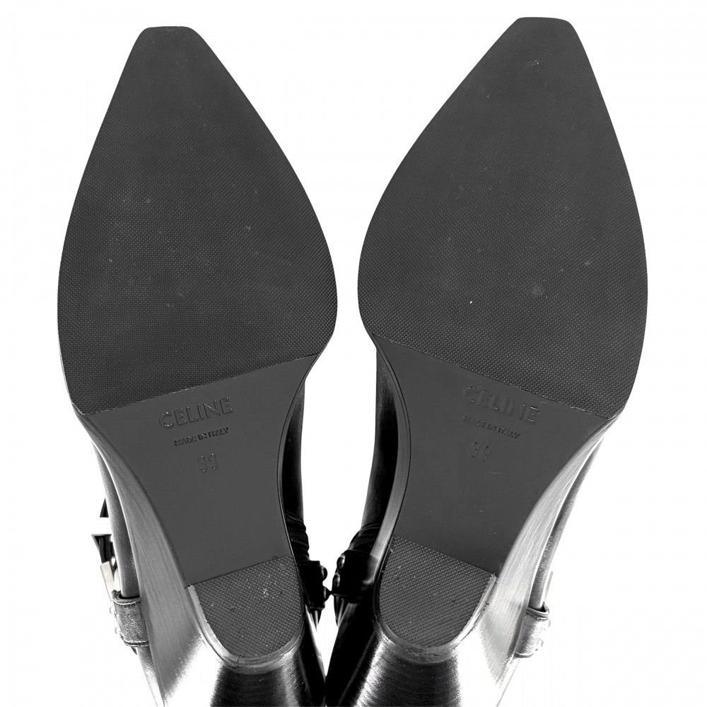 Celine Boots Moon Short Shoes 39 Leather Black Silver — view 5