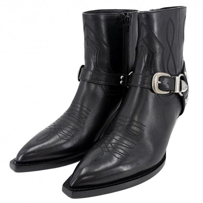 Celine Boots Moon Short Shoes 39 Leather Black Silver