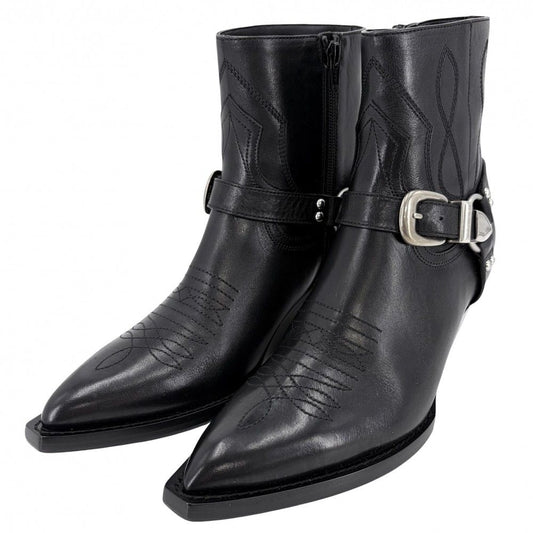 Celine Boots Moon Short Shoes 39 Leather Black Silver