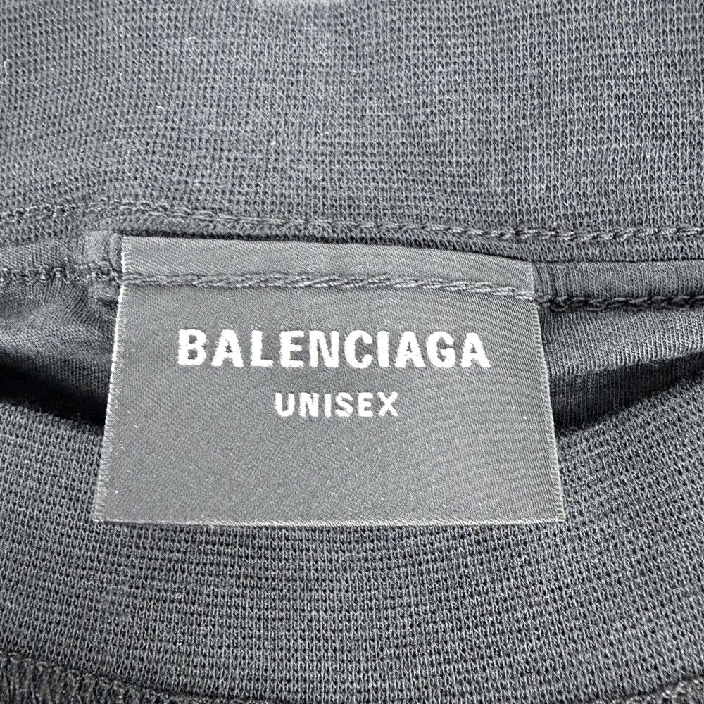 Balenciaga Short Sleeve T-Shirt Logo Print Crew Neck Top Inside Out L Black — view 5