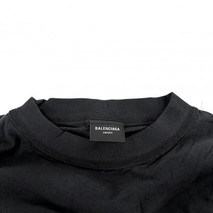 Balenciaga Short Sleeve T-Shirt Logo Print Crew Neck Top Inside Out L Black — view 4