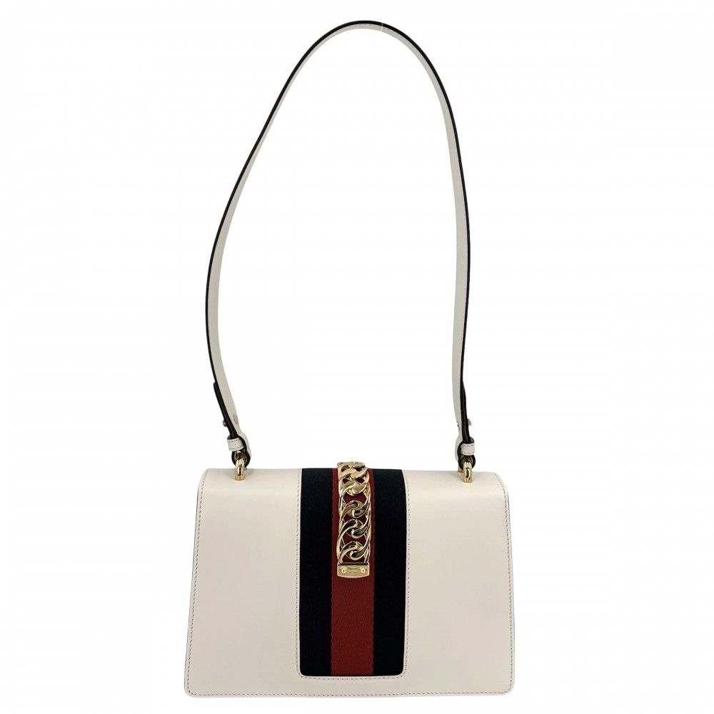 Gucci Shoulder Bag Sherry Line Sylvie Leather White Gold — view 2
